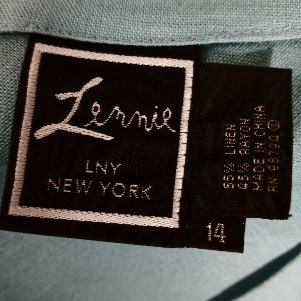 Lennie LYN New York teal blue linen maxie dress size 14 - Picture 8 of 9
